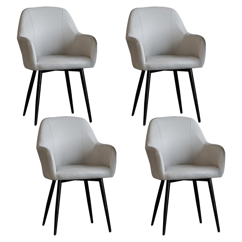 Contemporary Metal Dining Room Chairs Upholstered Armchair for Restaurant Use Gray-White 4 Piece Set Clearhalo ' kitchen&dining_furn' 'Dining Chairs' 'Dining Tables & Seating' 'dining_chair' 'furn' 'furn_dining_chair' 'Furniture' 'furniture_dining_chair' 'Kitchen & Dining Furniture' 'kitchen' 3779817