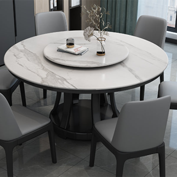 Contemporary Sintered Stone Round Dining Table Standard Kitchen Dining Table with Pedestal Base White Without Chairs Clearhalo ' dining_table' 'Dining Tables & Seating' 'Dining Tables' 'furn' 'furn_dining_table' 'Furniture' 'furniture_dining_table' 'Kitchen & Dining Furniture' 'kitchen&dining_furn' 'kitchen' 'kitchen_dining_table' 3816466