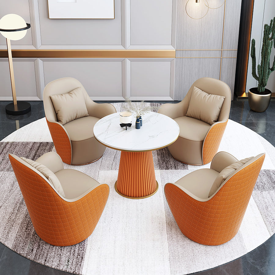 Round Dinette Table Traditional Luxury Dinner Room Kitchen Table with Metal Base Clearhalo ' dining_table' 'Dining Tables & Seating' 'Dining Tables' 'furn' 'furn_dining_table' 'Furniture' 'furniture_dining_table' 'Kitchen & Dining Furniture' 'kitchen&dining_furn' 'kitchen' 'kitchen_dining_table' 3816605