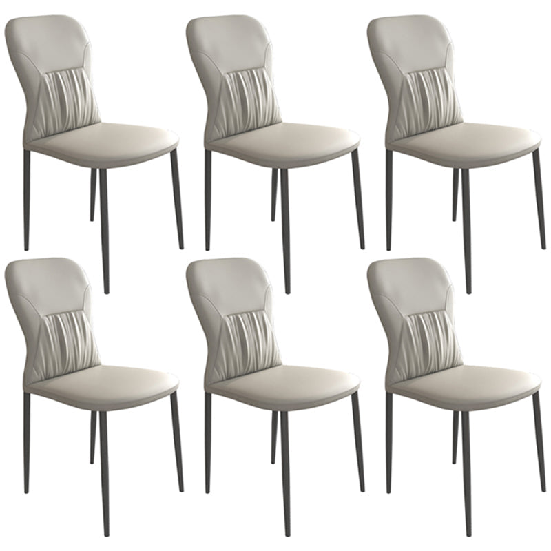 Contemporary Metal Dining Room Chairs PU Leather Dining Chairs for Home Use Khaki 6 Piece Set Clearhalo ' kitchen&dining_furn' 'Dining Chairs' 'Dining Tables & Seating' 'dining_chair' 'furn' 'furn_dining_chair' 'Furniture' 'furniture_dining_chair' 'Kitchen & Dining Furniture' 'kitchen' 3825380