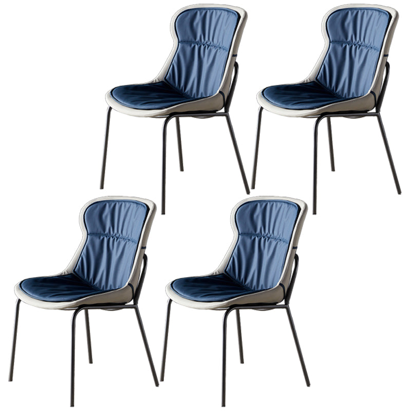 Scandinavian Style Microfiber Leather Dining Chairs Solid Back Armless Chair Blue 4 Piece Set Gray Clearhalo ' kitchen&dining_furn' 'Dining Chairs' 'Dining Tables & Seating' 'dining_chair' 'furn' 'furn_dining_chair' 'Furniture' 'furniture_dining_chair' 'Kitchen & Dining Furniture' 'kitchen' 3825427