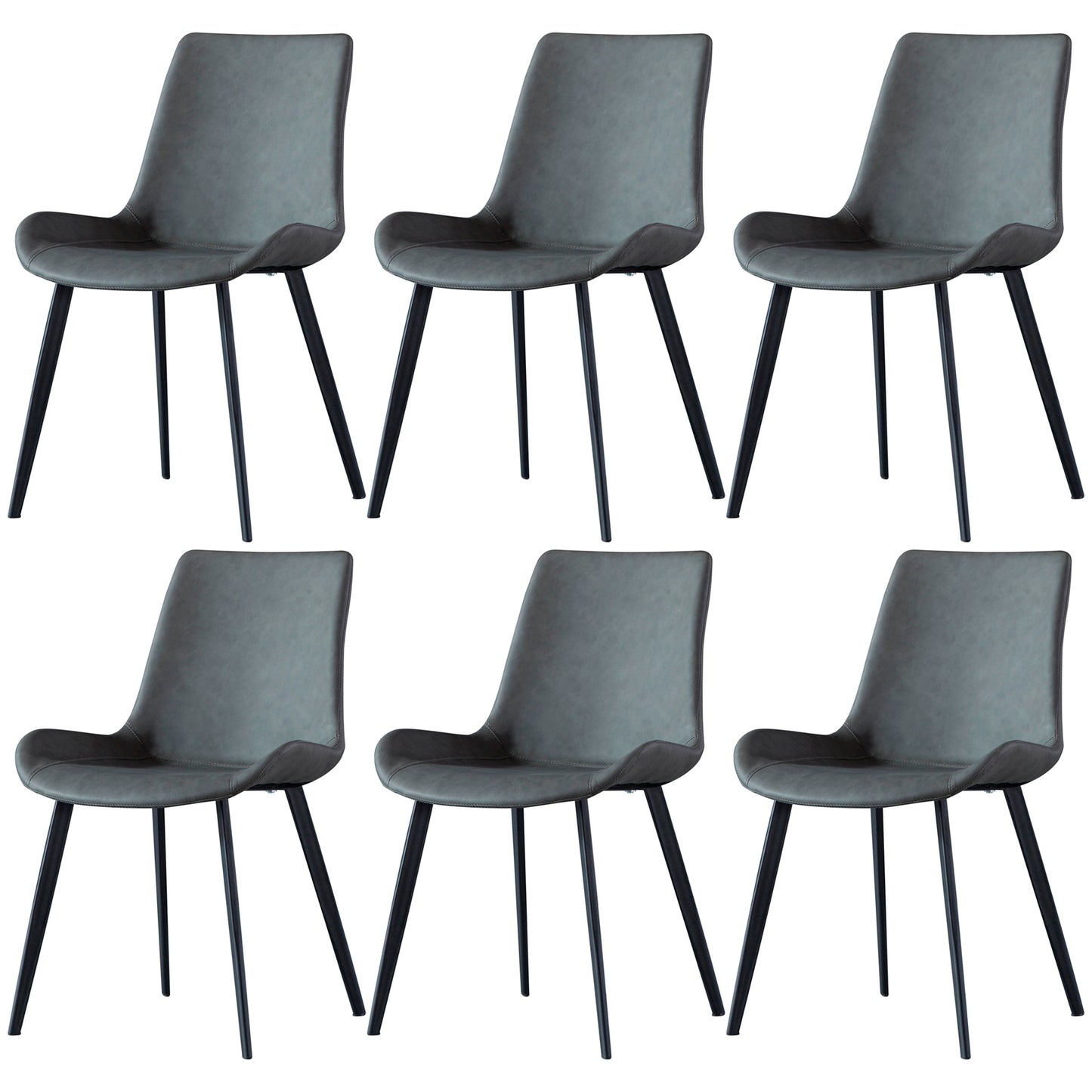 Contemporary Metal Dining Room Chairs Leather Dining Chairs for Home Use Dark Gray 6 Piece Set Clearhalo ' kitchen&dining_furn' 'Dining Chairs' 'Dining Tables & Seating' 'dining_chair' 'furn' 'furn_dining_chair' 'Furniture' 'furniture_dining_chair' 'Kitchen & Dining Furniture' 'kitchen' 3825533