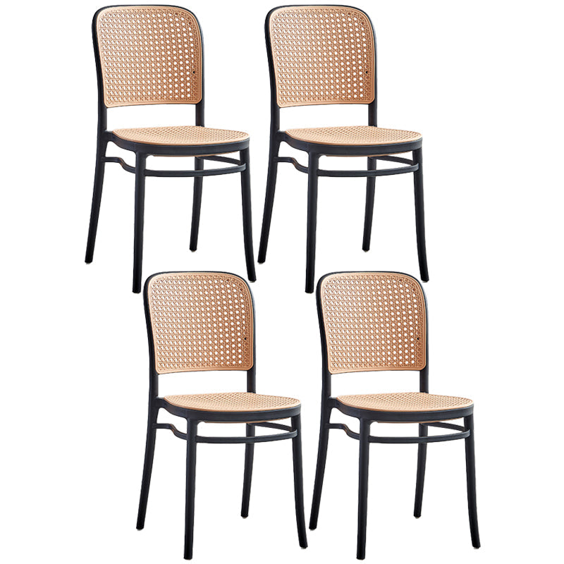 Tropical Style Wicker Dining Chairs Open Back Dining Side Chair for Kitchen Black 4 Piece Set Clearhalo ' kitchen&dining_furn' 'Dining Chairs' 'Dining Tables & Seating' 'dining_chair' 'furn' 'furn_dining_chair' 'Furniture' 'furniture_dining_chair' 'Kitchen & Dining Furniture' 'kitchen' 3825539