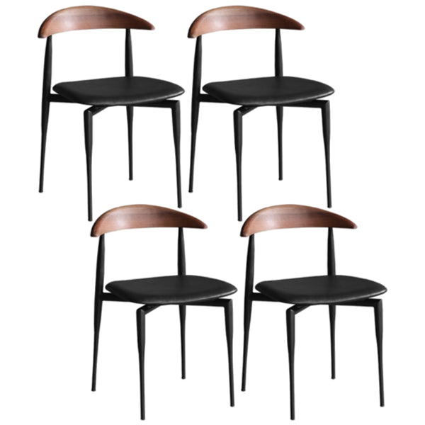 Contemporary Kitchen Metal Square Dining Chair Open Back Dining Side Armless Chair Black 4 Piece Set Clearhalo ' kitchen&dining_furn' 'Dining Chairs' 'Dining Tables & Seating' 'dining_chair' 'furn' 'furn_dining_chair' 'Furniture' 'furniture_dining_chair' 'Kitchen & Dining Furniture' 'kitchen' 3825562