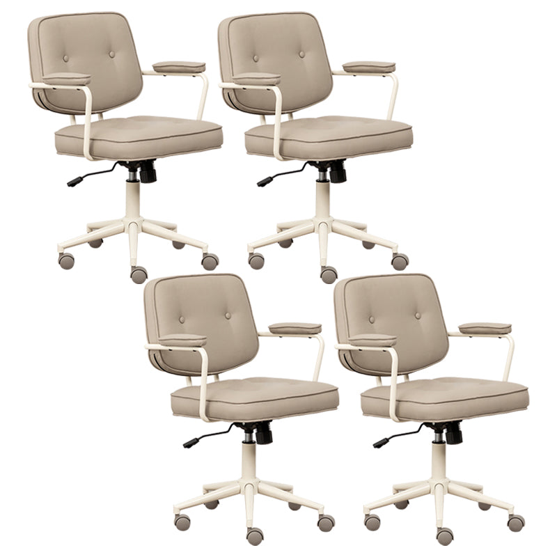 Minimalist Style Swivel Leather Dining Chair Open Back Dining Side Chair Yellow 4 Piece Set Clearhalo ' kitchen&dining_furn' 'Dining Chairs' 'Dining Tables & Seating' 'dining_chair' 'furn' 'furn_dining_chair' 'Furniture' 'furniture_dining_chair' 'Kitchen & Dining Furniture' 'kitchen' 3825612