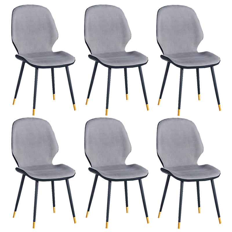 Home Scandinavian Side Chair Solid Back Upholstered Metal Dining Room Chair Grey 6 Piece Set Brass Gold Clearhalo ' kitchen&dining_furn' 'Dining Chairs' 'Dining Tables & Seating' 'dining_chair' 'furn' 'furn_dining_chair' 'Furniture' 'furniture_dining_chair' 'Kitchen & Dining Furniture' 'kitchen' 3825843