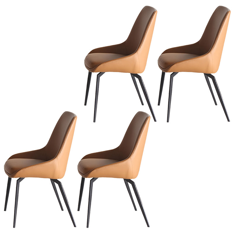 Contemporary Style Leather Chair Armless Parsons Chair with Metal Legs for Kitchen Chocolate 4 Piece Set Clearhalo ' kitchen&dining_furn' 'Dining Chairs' 'Dining Tables & Seating' 'dining_chair' 'furn' 'furn_dining_chair' 'Furniture' 'furniture_dining_chair' 'Kitchen & Dining Furniture' 'kitchen' 3826194