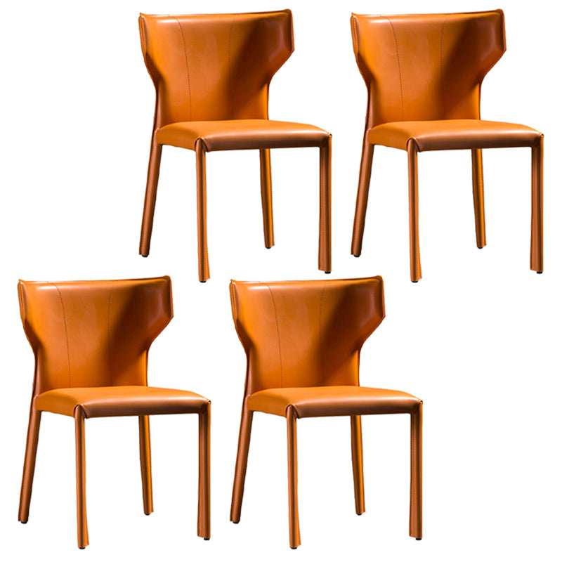 Modern Style Wingback Dining Side Chair Leather Dining Armless Chair for Home Use Orange 4 Piece Set Clearhalo ' kitchen&dining_furn' 'Dining Chairs' 'Dining Tables & Seating' 'dining_chair' 'furn' 'furn_dining_chair' 'Furniture' 'furniture_dining_chair' 'Kitchen & Dining Furniture' 'kitchen' 3826282