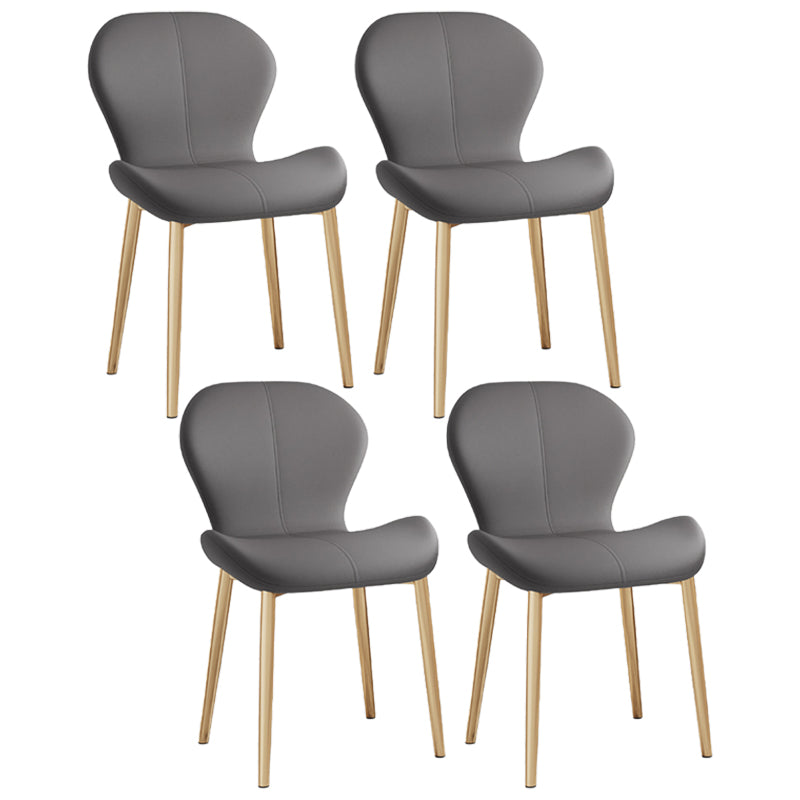 Leather Contemporary Home Side Chair Wingback Matte Finish Dining Chair Dark Gray 4 Piece Set Brass Gold Clearhalo ' kitchen&dining_furn' 'Dining Chairs' 'Dining Tables & Seating' 'dining_chair' 'furn' 'furn_dining_chair' 'Furniture' 'furniture_dining_chair' 'Kitchen & Dining Furniture' 'kitchen' 3827259