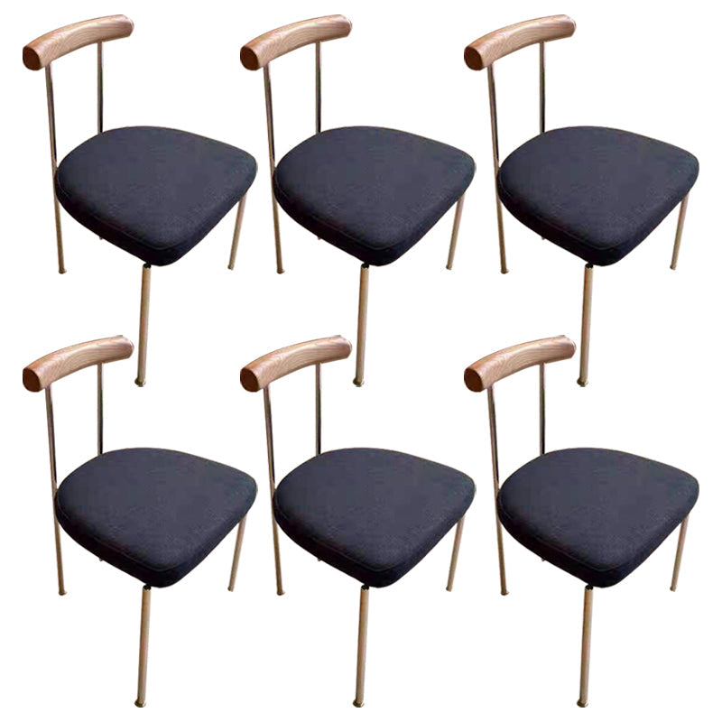 Industrial Style Upholstered Dining Side Chairs Open Back Dining Armless Chairs Gloss Black 6 Piece Set Clearhalo ' kitchen&dining_furn' 'Dining Chairs' 'Dining Tables & Seating' 'dining_chair' 'furn' 'furn_dining_chair' 'Furniture' 'furniture_dining_chair' 'Kitchen & Dining Furniture' 'kitchen' 3827364