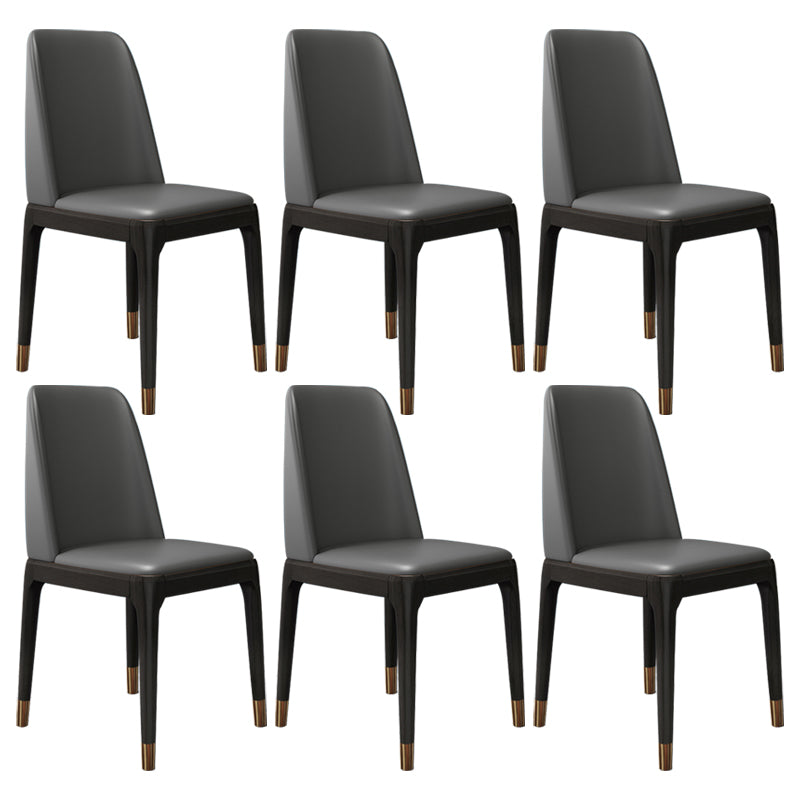 Scandinavian Home Side Chair Parsons Back Wood Armless Dining Room Chair Light Gray-Black 6 Piece Set Clearhalo ' kitchen&dining_furn' 'Dining Chairs' 'Dining Tables & Seating' 'dining_chair' 'furn' 'furn_dining_chair' 'Furniture' 'furniture_dining_chair' 'Kitchen & Dining Furniture' 'kitchen' 3827457