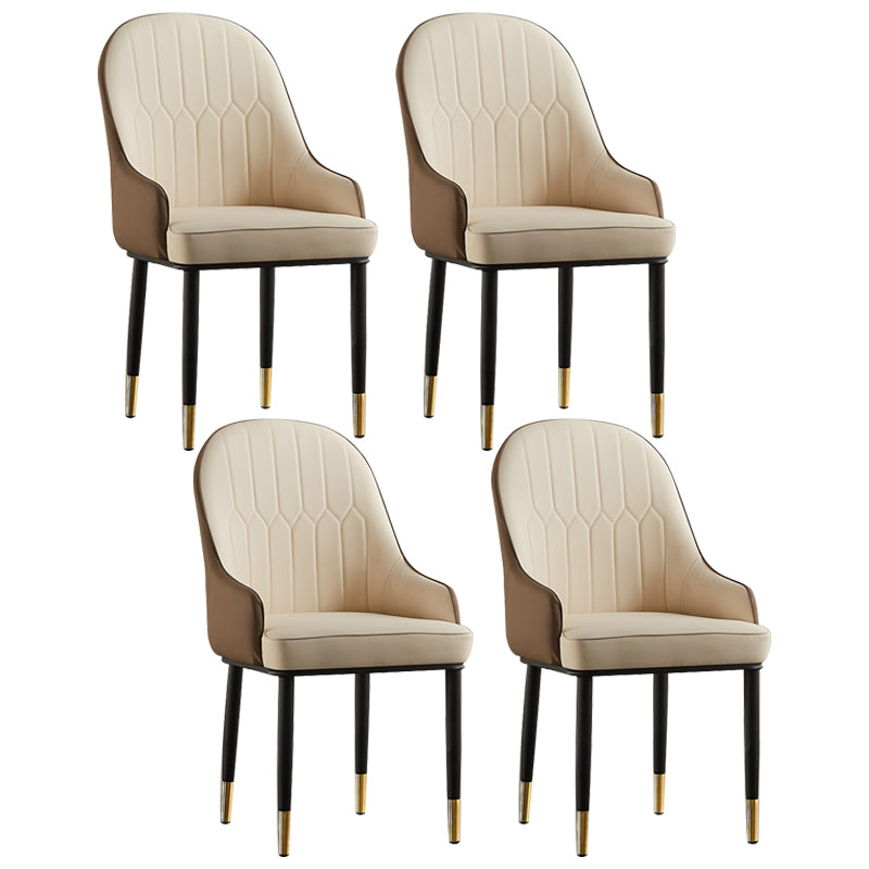 Contemporary Metal Dining Room Chairs Upholstered Dining Armchairs for Home Use Off-White 4 Piece Set Clearhalo ' kitchen&dining_furn' 'Dining Chairs' 'Dining Tables & Seating' 'dining_chair' 'furn' 'furn_dining_chair' 'Furniture' 'furniture_dining_chair' 'Kitchen & Dining Furniture' 'kitchen' 3827763