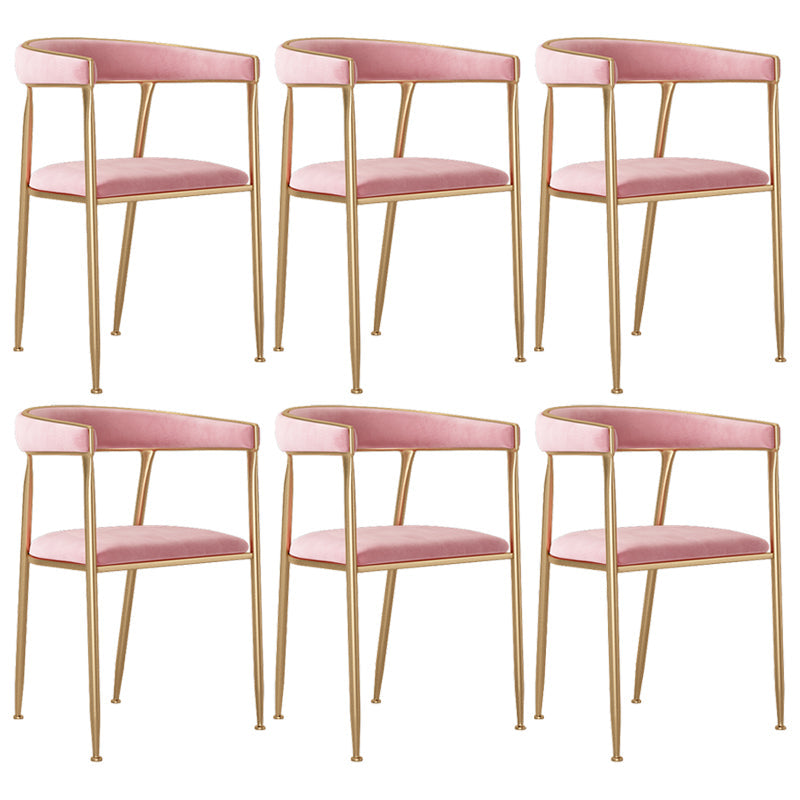 Flannelette Scandinavian Beauty Salon Arm Chair Open Matte Finish Dining Chair Pink 6 Piece Set Clearhalo ' kitchen&dining_furn' 'Dining Chairs' 'Dining Tables & Seating' 'dining_chair' 'furn' 'furn_dining_chair' 'Furniture' 'furniture_dining_chair' 'Kitchen & Dining Furniture' 'kitchen' 3827916