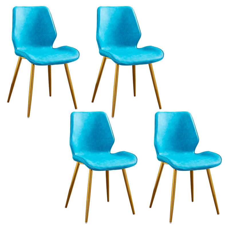 Modern Upholstered Armless Dining Chairs Wingback Side Chairs with Metal Legs Blue 4 Piece Set Yellow Clearhalo ' kitchen&dining_furn' 'Dining Chairs' 'Dining Tables & Seating' 'dining_chair' 'furn' 'furn_dining_chair' 'Furniture' 'furniture_dining_chair' 'Kitchen & Dining Furniture' 'kitchen' 3828039