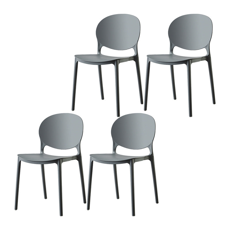 Plastic Contemporary Dining Room Chairs Matte Finish Open Back Dining Side Chairs Dark Gray 4 Piece Set Clearhalo ' kitchen&dining_furn' 'Dining Chairs' 'Dining Tables & Seating' 'dining_chair' 'furn' 'furn_dining_chair' 'Furniture' 'furniture_dining_chair' 'Kitchen & Dining Furniture' 'kitchen' 3835180