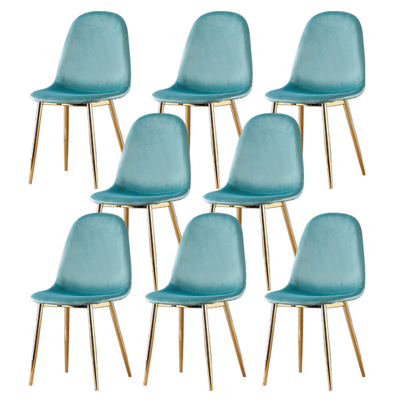 Indoor Armless Dining Chairs Velvet Solid Back Side Chairs with Metal Legs Green 8 Piece Set Clearhalo ' kitchen&dining_furn' 'Dining Chairs' 'Dining Tables & Seating' 'dining_chair' 'furn' 'furn_dining_chair' 'Furniture' 'furniture_dining_chair' 'Kitchen & Dining Furniture' 'kitchen' 3835250