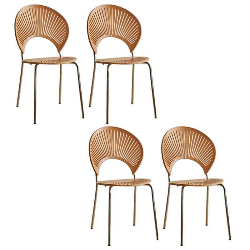 Metal Dining Room Chairs Set Contemporary Style Oval Open Back Side Chair Light Brown 4 Piece Set Clearhalo ' kitchen&dining_furn' 'Dining Chairs' 'Dining Tables & Seating' 'dining_chair' 'furn' 'furn_dining_chair' 'Furniture' 'furniture_dining_chair' 'Kitchen & Dining Furniture' 'kitchen' 3835334