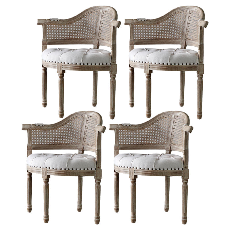 Solid Wood Country Style Dining Room Chairs Matte Finish Open Back Dining Arm Chairs Off-White 4 Piece Set Clearhalo ' kitchen&dining_furn' 'Dining Chairs' 'Dining Tables & Seating' 'dining_chair' 'furn' 'furn_dining_chair' 'Furniture' 'furniture_dining_chair' 'Kitchen & Dining Furniture' 'kitchen' 3835482