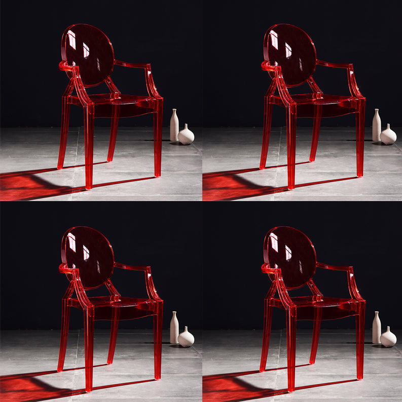 Scandinavian Plastic Dining Arm Chair Open Back Side Chair for Home Use Burgundy 4 Piece Set Clearhalo ' kitchen&dining_furn' 'Dining Chairs' 'Dining Tables & Seating' 'dining_chair' 'furn' 'furn_dining_chair' 'Furniture' 'furniture_dining_chair' 'Kitchen & Dining Furniture' 'kitchen' 3835516