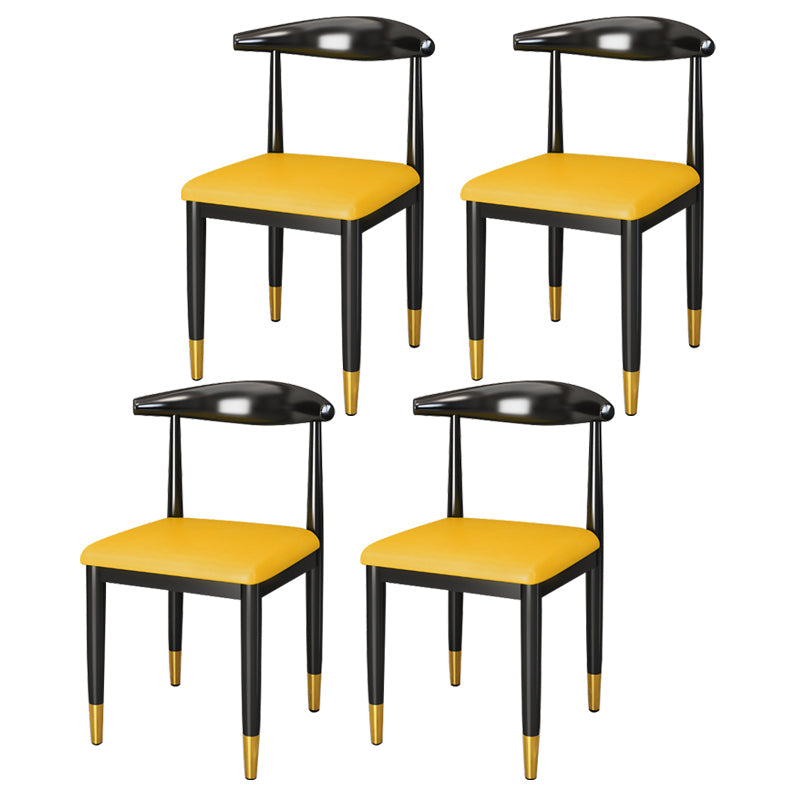 Metal Contemporary Style Dining Side Chair Indoor Open Back Dining Side Chair Light Yellow 4 Piece Set Clearhalo ' kitchen&dining_furn' 'Dining Chairs' 'Dining Tables & Seating' 'dining_chair' 'furn' 'furn_dining_chair' 'Furniture' 'furniture_dining_chair' 'Kitchen & Dining Furniture' 'kitchen' 3835566