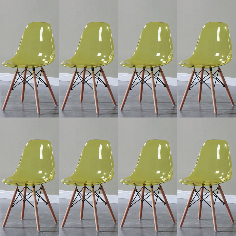 Glam Style Acrylic Side Chair Transparent Armless Dining Chairs for Home Yellow Set of 8 Clearhalo ' kitchen&dining_furn' 'Dining Chairs' 'Dining Tables & Seating' 'dining_chair' 'Furniture' 'furniture_dining_chair' 'Kitchen & Dining Furniture' 'kitchen' 3835698
