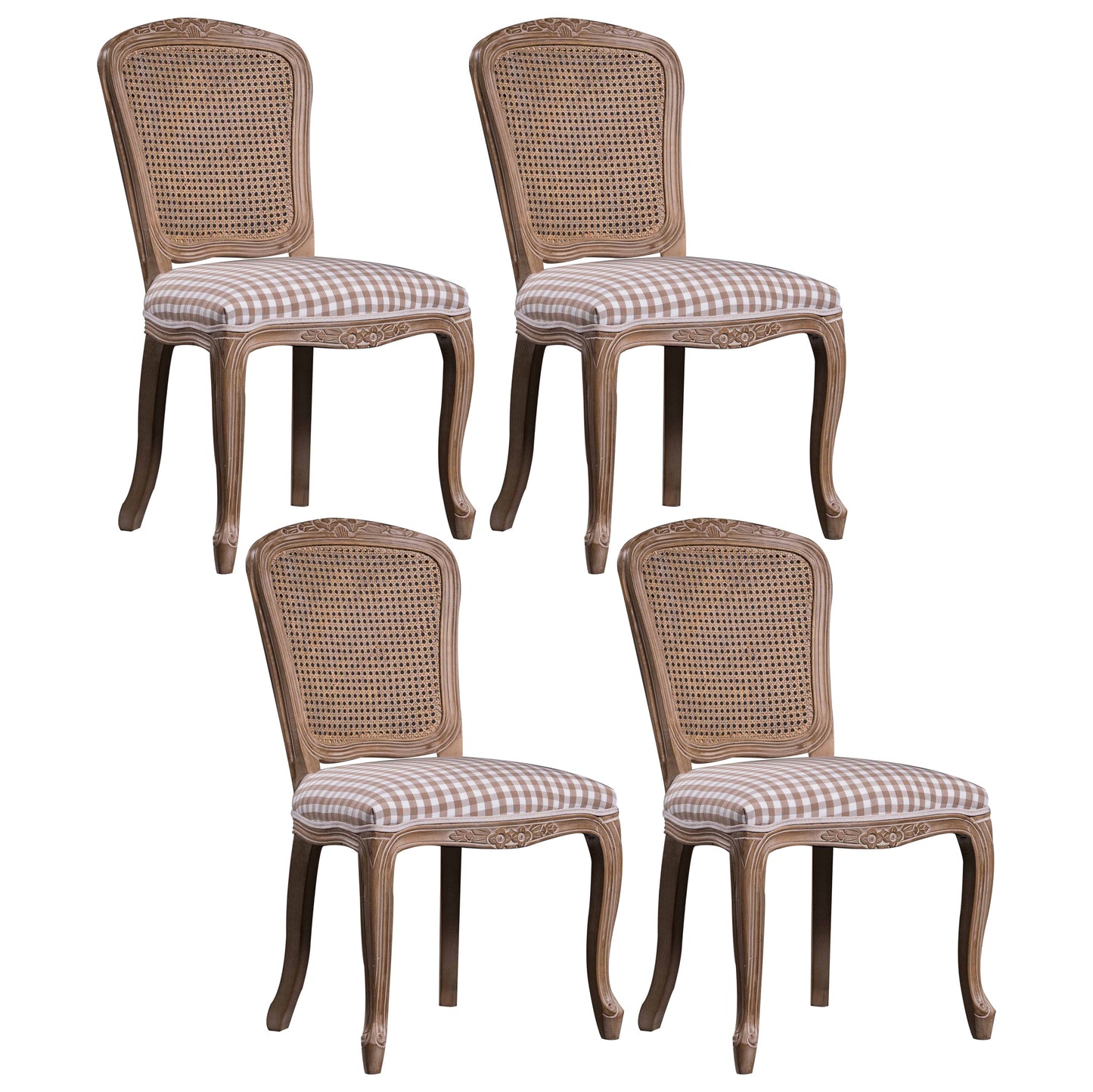 Solid Wood Country Style Dining Room Chairs Matte Finish Cane Back Dining Chairs White-Brown 4 Piece Set Clearhalo ' kitchen&dining_furn' 'Dining Chairs' 'Dining Tables & Seating' 'dining_chair' 'furn' 'furn_dining_chair' 'Furniture' 'furniture_dining_chair' 'Kitchen & Dining Furniture' 'kitchen' 3835770