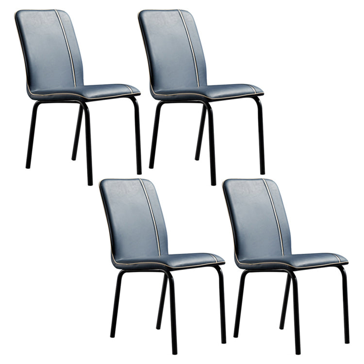 Modern Upholstered Side Dining Chairs Leather Solid Back Armless Chairs Blue Set of 4 Clearhalo ' kitchen&dining_furn' 'Dining Chairs' 'Dining Tables & Seating' 'dining_chair' 'Furniture' 'furniture_dining_chair' 'Kitchen & Dining Furniture' 'kitchen' 3836046