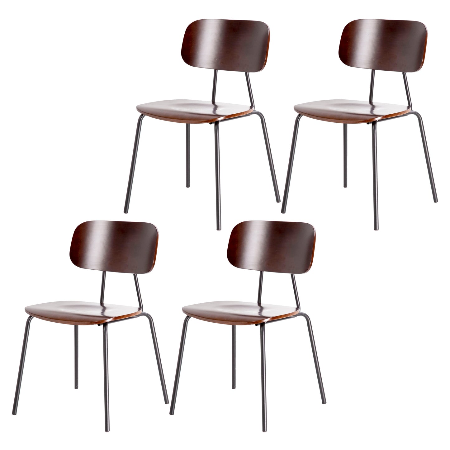 Metal Industrial Style Dining Side Chair Indoor Open Back Dining Side Chair Dark Brown 4 Piece Set Clearhalo ' kitchen&dining_furn' 'Dining Chairs' 'Dining Tables & Seating' 'dining_chair' 'furn' 'furn_dining_chair' 'Furniture' 'furniture_dining_chair' 'Kitchen & Dining Furniture' 'kitchen' 3836301
