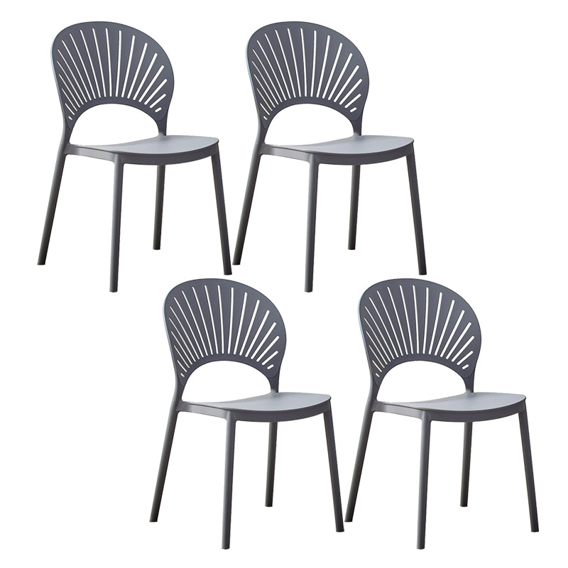 Plastic Modern Style Indoor-Outdoor Chair Open Back Dining Side Chairs Grey 4 Piece Set Clearhalo ' kitchen&dining_furn' 'Dining Chairs' 'Dining Tables & Seating' 'dining_chair' 'furn' 'furn_dining_chair' 'Furniture' 'furniture_dining_chair' 'Kitchen & Dining Furniture' 'kitchen' 3837013