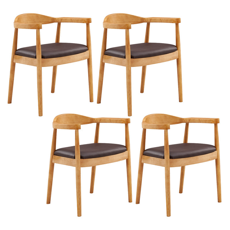 Contemporary Home Arm Chair Open Back Upholstered Wood Dining Room Chair Brown 4 Piece Set Natural Wood Clearhalo ' kitchen&dining_furn' 'Dining Chairs' 'Dining Tables & Seating' 'dining_chair' 'furn' 'furn_dining_chair' 'Furniture' 'furniture_dining_chair' 'Kitchen & Dining Furniture' 'kitchen' 3837113
