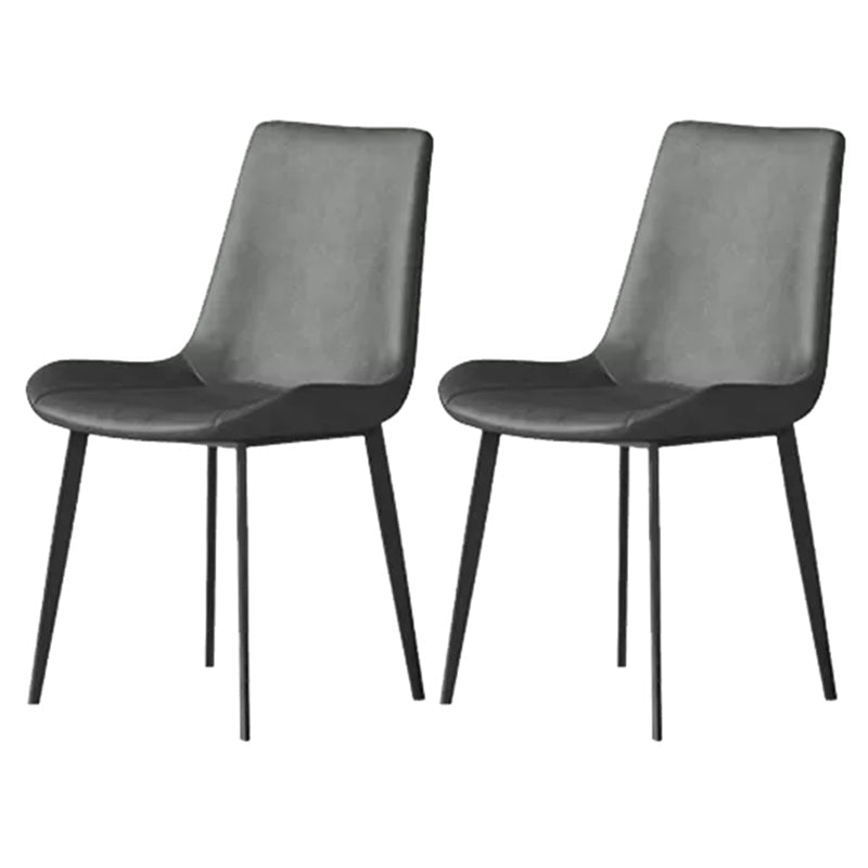 Industrial Style Solid Back Dining Side Chair Leather Dining Chairs for Home Use (Set of 2) Grey Clearhalo ' kitchen&dining_furn' 'Dining Chairs' 'Dining Tables & Seating' 'dining_chair' 'furn' 'furn_dining_chair' 'Furniture' 'furniture_dining_chair' 'Kitchen & Dining Furniture' 'kitchen' 3837535
