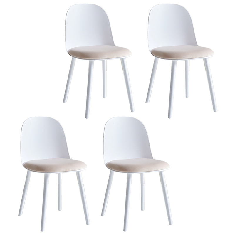 Scandinavian Plastic Armless Dining Chairs Indoor Solid Back Side Chair White 4 Piece Set Clearhalo ' kitchen&dining_furn' 'Dining Chairs' 'Dining Tables & Seating' 'dining_chair' 'furn' 'furn_dining_chair' 'Furniture' 'furniture_dining_chair' 'Kitchen & Dining Furniture' 'kitchen' 3837751