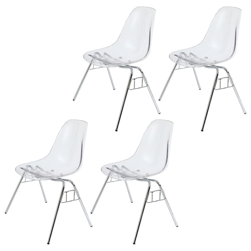 Stackable Armless Dining Chairs Solid Back Side Chairs with Metal Legs Clear Set of 4 Clearhalo ' kitchen&dining_furn' 'Dining Chairs' 'Dining Tables & Seating' 'dining_chair' 'Furniture' 'furniture_dining_chair' 'Kitchen & Dining Furniture' 'kitchen' 3837805