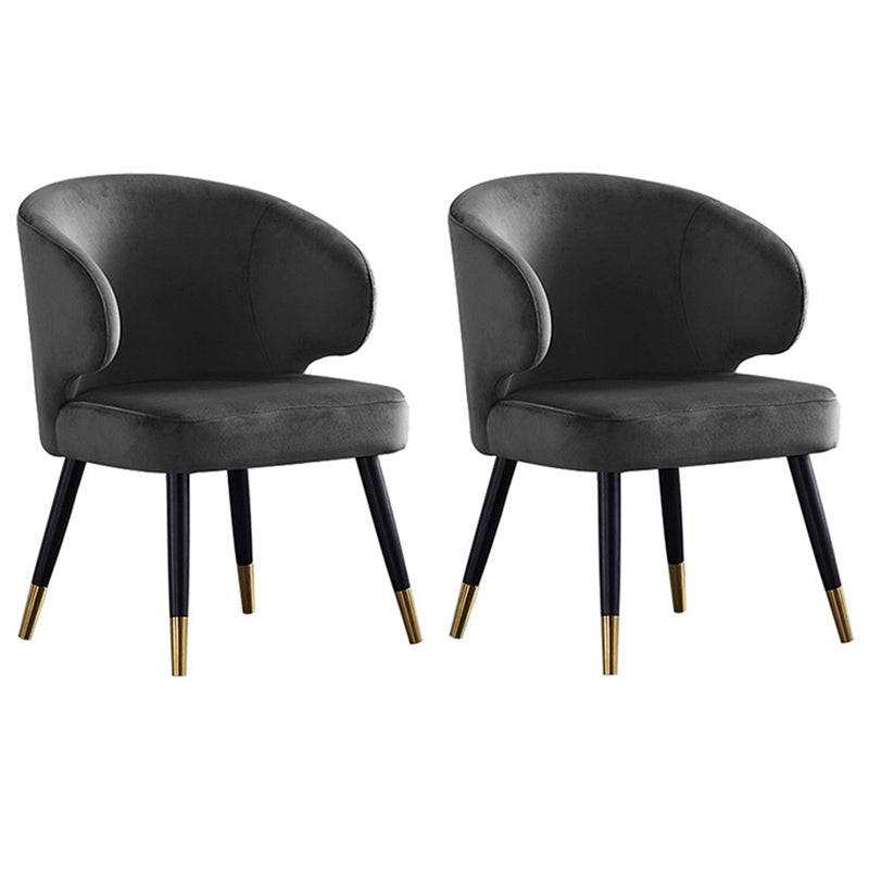 Scandinavian Style Velvet Dining Chairs Solid Back Upholstered Armless Chair (Set of 2) Grey Clearhalo ' kitchen&dining_furn' 'Dining Chairs' 'Dining Tables & Seating' 'dining_chair' 'furn' 'furn_dining_chair' 'Furniture' 'furniture_dining_chair' 'Kitchen & Dining Furniture' 'kitchen' 3837831