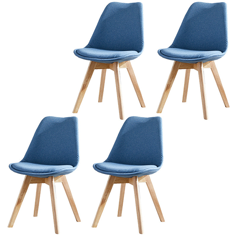Upholstered Armless Dining Chairs Solid Back Side Chairs with Wood Legs Ocean Blue Set of 4 Clearhalo ' kitchen&dining_furn' 'Dining Chairs' 'Dining Tables & Seating' 'dining_chair' 'Furniture' 'furniture_dining_chair' 'Kitchen & Dining Furniture' 'kitchen' 3838033