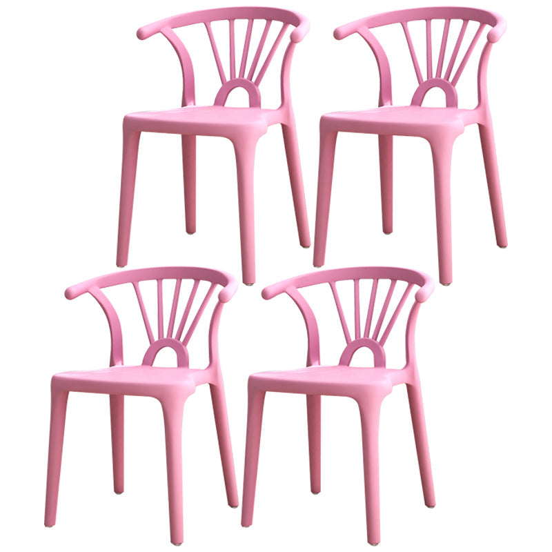 Contemporary Plastic Dining Side Chair Dining Room Armless Wishbone Chair Pink 4 Piece Set Clearhalo ' kitchen&dining_furn' 'Dining Chairs' 'Dining Tables & Seating' 'dining_chair' 'furn' 'furn_dining_chair' 'Furniture' 'furniture_dining_chair' 'Kitchen & Dining Furniture' 'kitchen' 3846577