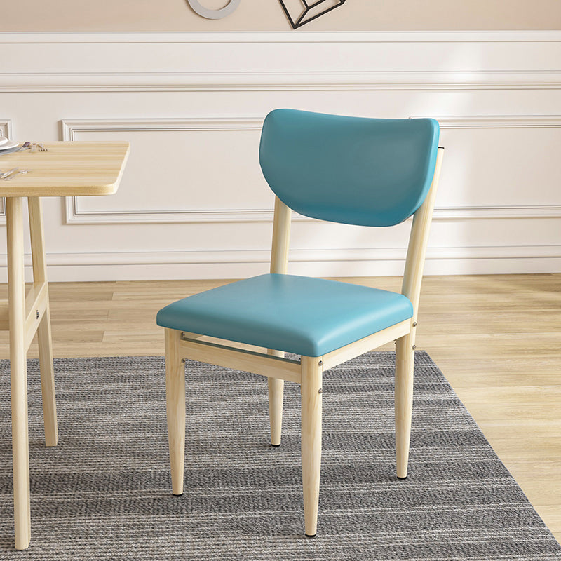 Scandinavian Home Side Chair Upholstered Open Back Metal Single Dining Chair Blue Natural Wood Clearhalo ' kitchen&dining_furn' 'Dining Chairs' 'Dining Tables & Seating' 'dining_chair' 'furn' 'furn_dining_chair' 'Furniture' 'furniture_dining_chair' 'Kitchen & Dining Furniture' 'kitchen' 3846670