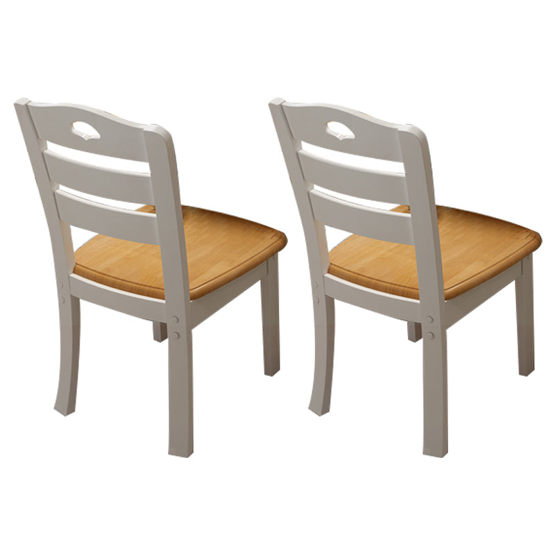 Modern Indoor-Outdoor Wood Dining Chair Armless Ladder Back Side Chair (Set of 2) Khaki-White Clearhalo ' kitchen&dining_furn' 'Dining Chairs' 'Dining Tables & Seating' 'dining_chair' 'furn' 'furn_dining_chair' 'Furniture' 'furniture_dining_chair' 'Kitchen & Dining Furniture' 'kitchen' 3846860