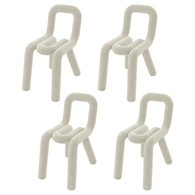 Glam Design Style Metal Chairs Kitchen Dining Room Open Back Side Chair Off-White 4 Piece Set Clearhalo ' kitchen&dining_furn' 'Dining Chairs' 'Dining Tables & Seating' 'dining_chair' 'furn' 'furn_dining_chair' 'Furniture' 'furniture_dining_chair' 'Kitchen & Dining Furniture' 'kitchen' 3851877