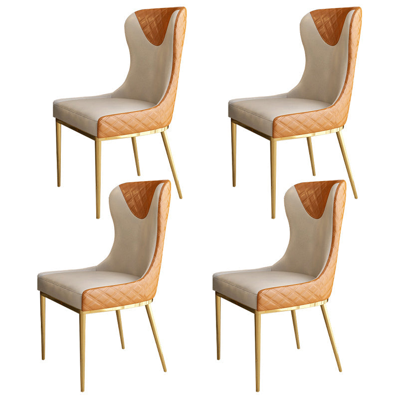 Leather Upholstered Armless Dining Chairs Wingback Side Chair with Metal Legs Orange 4 Piece Set Clearhalo ' kitchen&dining_furn' 'Dining Chairs' 'Dining Tables & Seating' 'dining_chair' 'furn' 'furn_dining_chair' 'Furniture' 'furniture_dining_chair' 'Kitchen & Dining Furniture' 'kitchen' 3852107