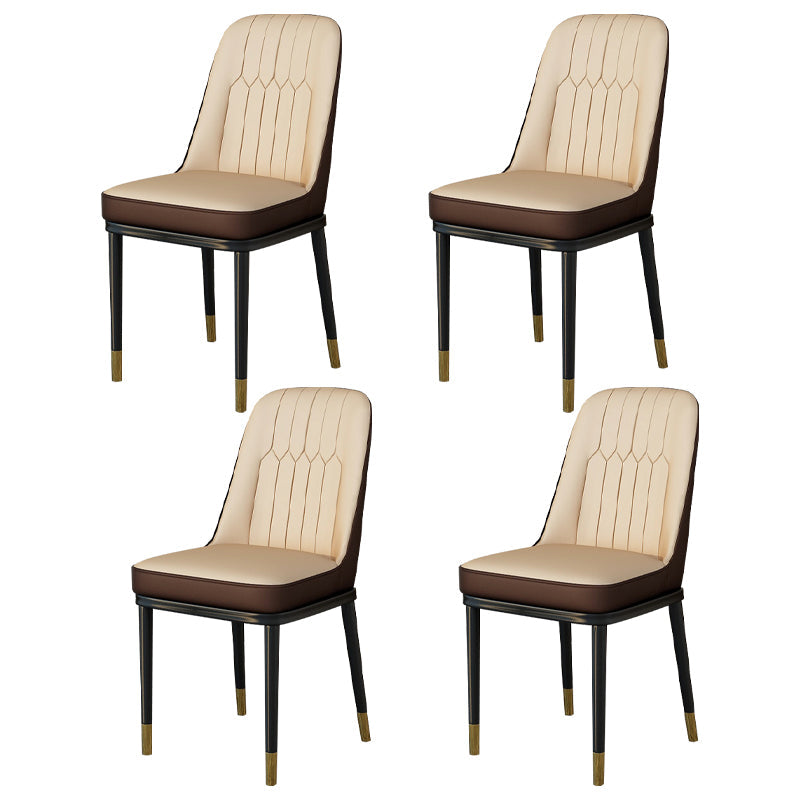 Scandinavian Style Metal Dining Chair Armless Parsons Dining Chair for Home Camel 4 Piece Set Clearhalo ' kitchen&dining_furn' 'Dining Chairs' 'Dining Tables & Seating' 'dining_chair' 'furn' 'furn_dining_chair' 'Furniture' 'furniture_dining_chair' 'Kitchen & Dining Furniture' 'kitchen' 3852293