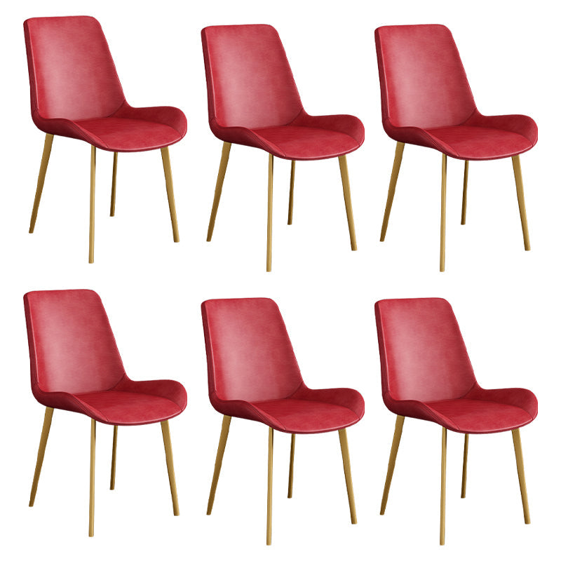 Leather Scandinavian Restaurant Side Chair Parsons Dining Chair with Metal Legs Red 6 Piece Set Brass Gold Clearhalo ' kitchen&dining_furn' 'Dining Chairs' 'Dining Tables & Seating' 'dining_chair' 'furn' 'furn_dining_chair' 'Furniture' 'furniture_dining_chair' 'Kitchen & Dining Furniture' 'kitchen' 3852757