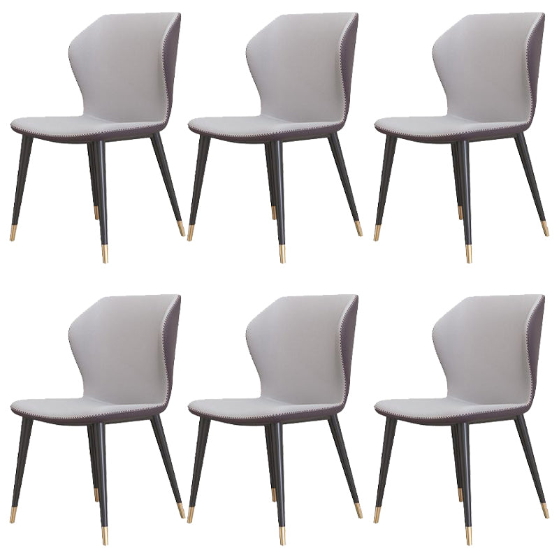 Contemporary Style Leather Dining Chairs Wingback Dining Armless Chair for Home Use Light Gray 6 Piece Set Brass Gold Clearhalo ' kitchen&dining_furn' 'Dining Chairs' 'Dining Tables & Seating' 'dining_chair' 'furn' 'furn_dining_chair' 'Furniture' 'furniture_dining_chair' 'Kitchen & Dining Furniture' 'kitchen' 3852808