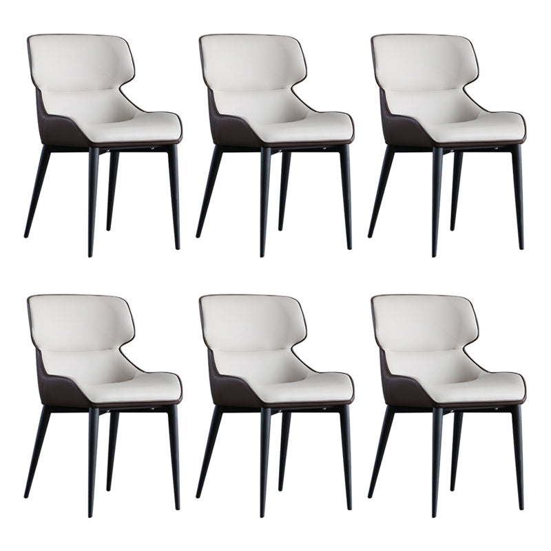 Contemporary Metal Dining Room Chairs Upholstered Linen Fabric Dining Chair for Indoor Use Cream Gray 6 Piece Set Clearhalo ' kitchen&dining_furn' 'Dining Chairs' 'Dining Tables & Seating' 'dining_chair' 'furn' 'furn_dining_chair' 'Furniture' 'furniture_dining_chair' 'Kitchen & Dining Furniture' 'kitchen' 3853064