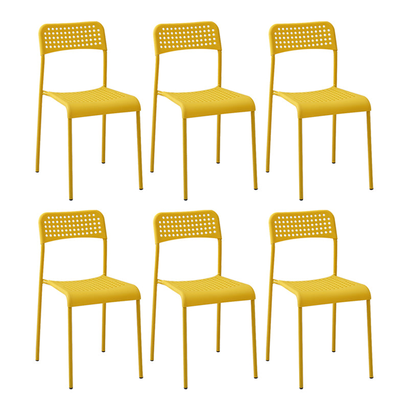Contemporary Metal Dining Room Chairs Plastic Open Back Dining Side Armless Chair Yellow 6 Piece Set Clearhalo ' kitchen&dining_furn' 'Dining Chairs' 'Dining Tables & Seating' 'dining_chair' 'furn' 'furn_dining_chair' 'Furniture' 'furniture_dining_chair' 'Kitchen & Dining Furniture' 'kitchen' 3853168