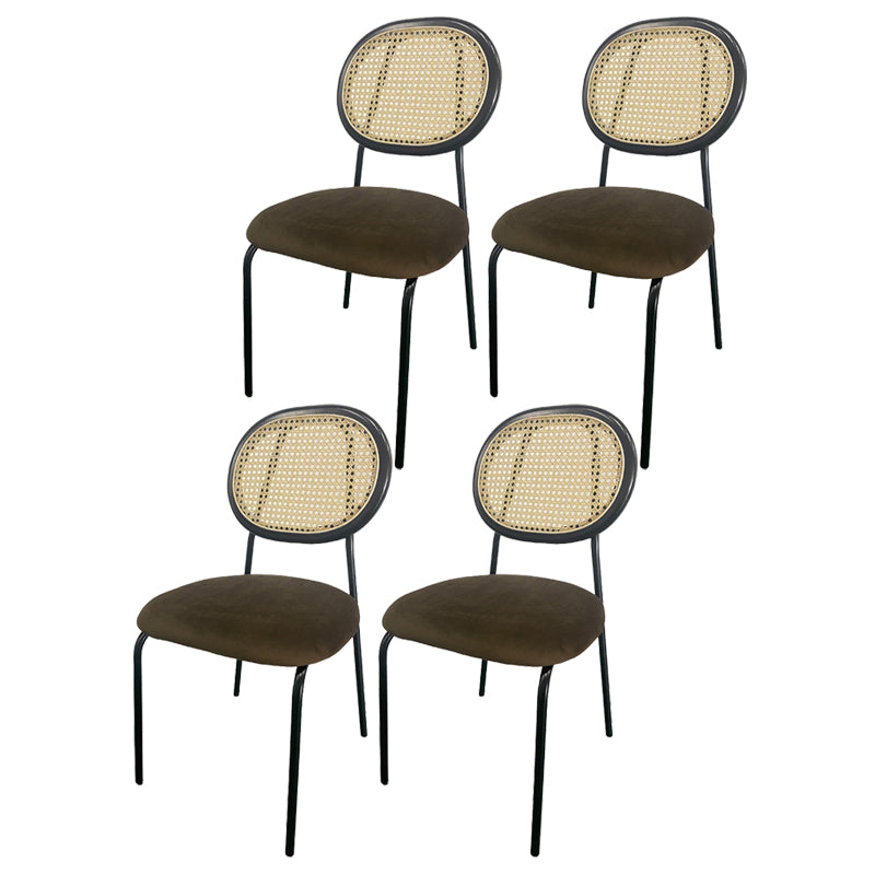 Open Back Armless Dining Chairs Upholstered Side Chair with Metal Legs Brown 4 Piece Set Clearhalo ' kitchen&dining_furn' 'Dining Chairs' 'Dining Tables & Seating' 'dining_chair' 'furn' 'furn_dining_chair' 'Furniture' 'furniture_dining_chair' 'Kitchen & Dining Furniture' 'kitchen' 3853973