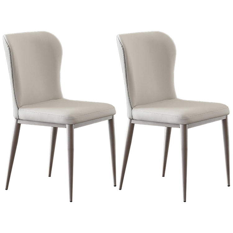 Contemporary Style Metal Dining Chair Wingback Side Armless Chairs (Set of 2) Grey Clearhalo ' kitchen&dining_furn' 'Dining Chairs' 'Dining Tables & Seating' 'dining_chair' 'furn' 'furn_dining_chair' 'Furniture' 'furniture_dining_chair' 'Kitchen & Dining Furniture' 'kitchen' 3854071