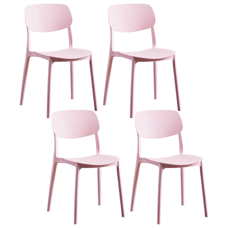 Contemporary Style Plastic Dining Chairs Open Back Dining Side Chair for Kitchen Pink 4 Piece Set Clearhalo ' kitchen&dining_furn' 'Dining Chairs' 'Dining Tables & Seating' 'dining_chair' 'furn' 'furn_dining_chair' 'Furniture' 'furniture_dining_chair' 'Kitchen & Dining Furniture' 'kitchen' 3858807