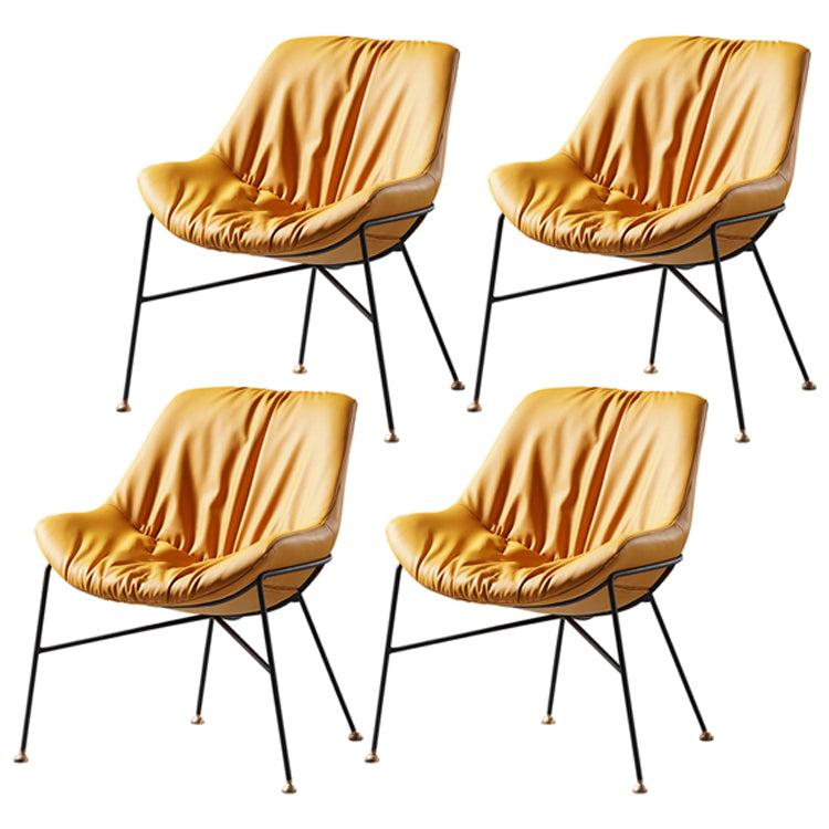 Contemporary Style Leather Chair Armless Chair with Metal Legs for Kitchen Yellow 4 Piece Set Clearhalo ' kitchen&dining_furn' 'Dining Chairs' 'Dining Tables & Seating' 'dining_chair' 'furn' 'furn_dining_chair' 'Furniture' 'furniture_dining_chair' 'Kitchen & Dining Furniture' 'kitchen' 3859118