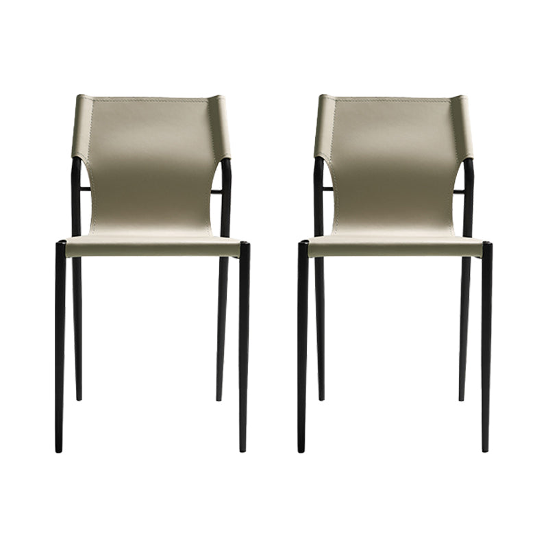 Contemporary Leather Dining Side Chair Matte Finish Solid Back Dining Chair (Set of 2) Grey Clearhalo ' kitchen&dining_furn' 'Dining Chairs' 'Dining Tables & Seating' 'dining_chair' 'furn' 'furn_dining_chair' 'Furniture' 'furniture_dining_chair' 'Kitchen & Dining Furniture' 'kitchen' 3859549